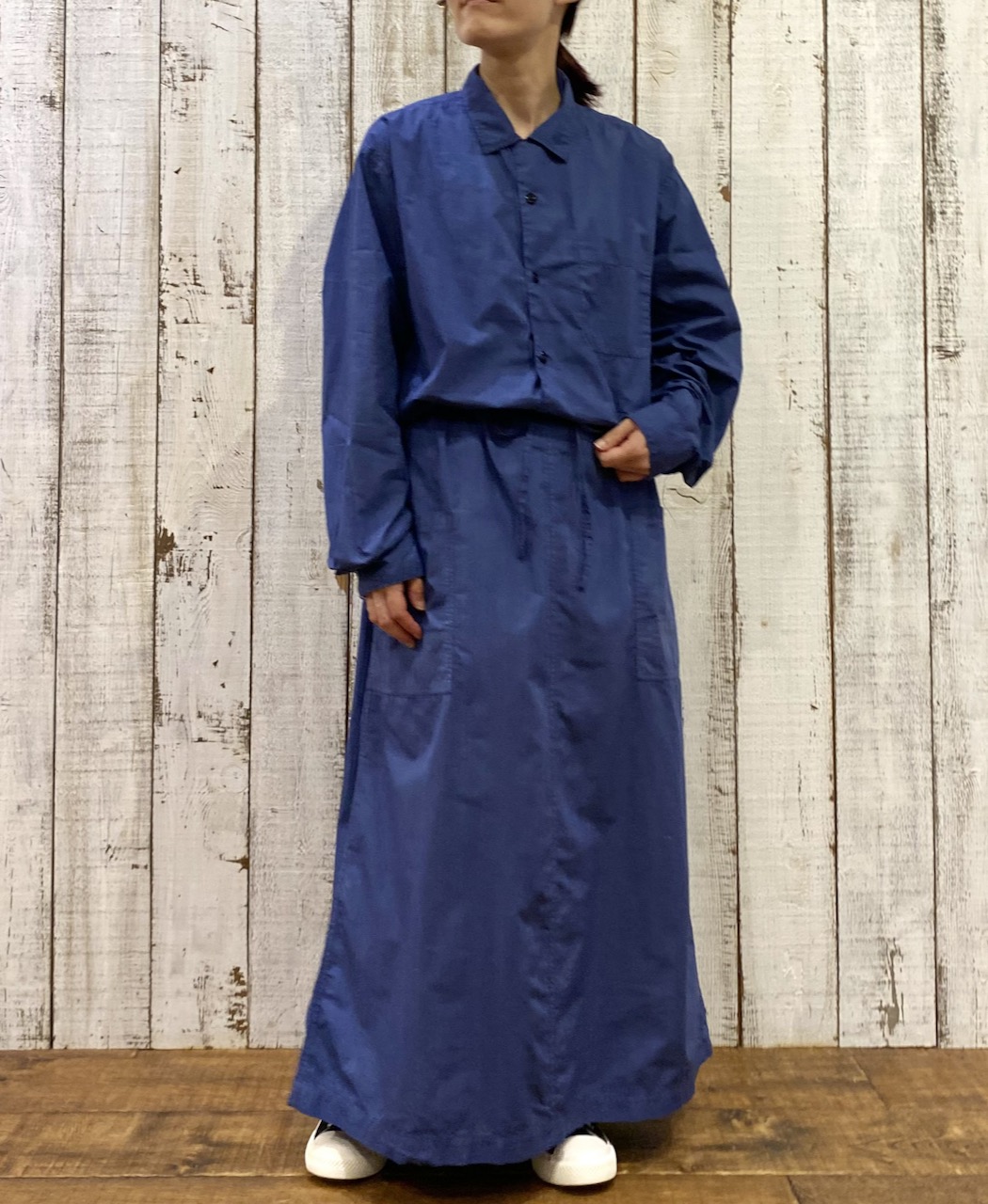 INHT2512STD(シャツ) COTTON STRIPE OVERDYE ONE-UP COLLAR SHIRT