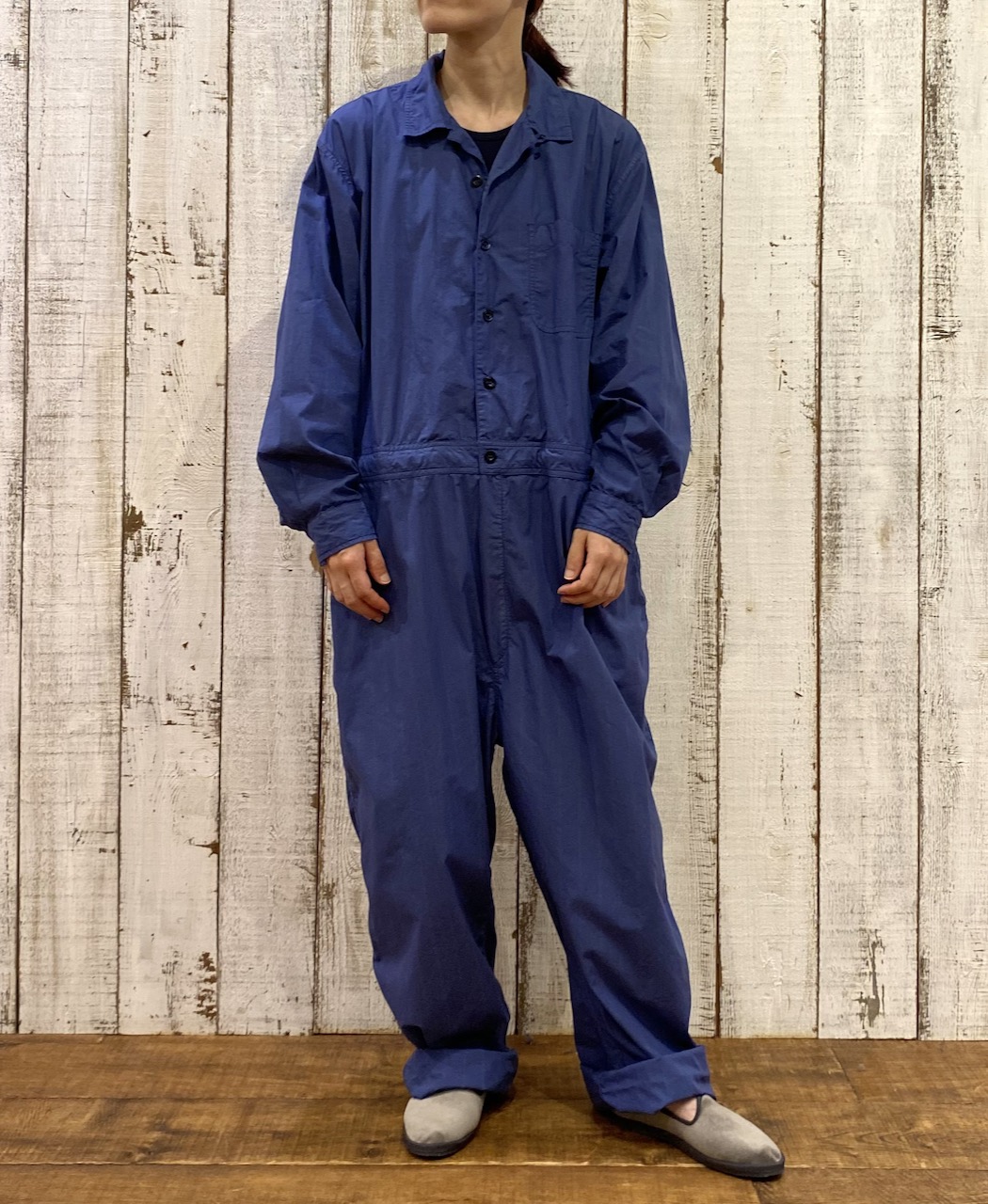 INHT2511STD(シャツ) COTTON STRIPE OVERDYE ONE-UP COLLAR OVERALLS