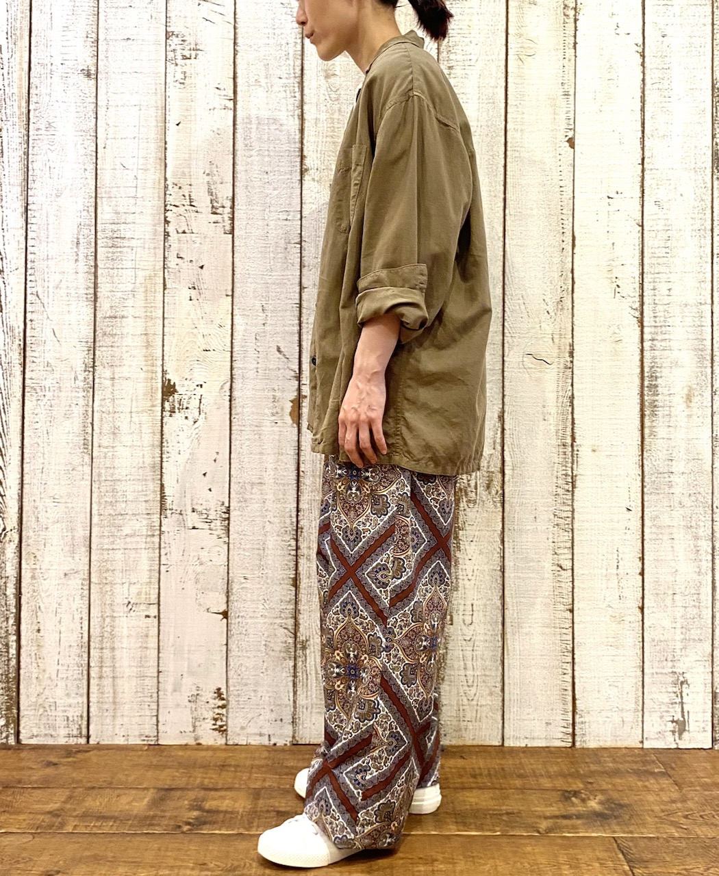 INHT2512CLD(シャツ) COTTON LINEN PLAIN OVERDYE ONE-UP COLLAR SHIRT