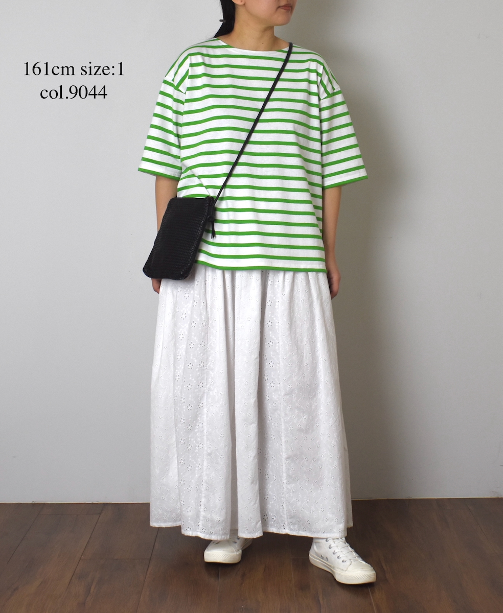 NLA2501(Tシャツ) REGULAR STRIPE DROP SHOULDER SHORT SLEEVE BASQUE SHIRT