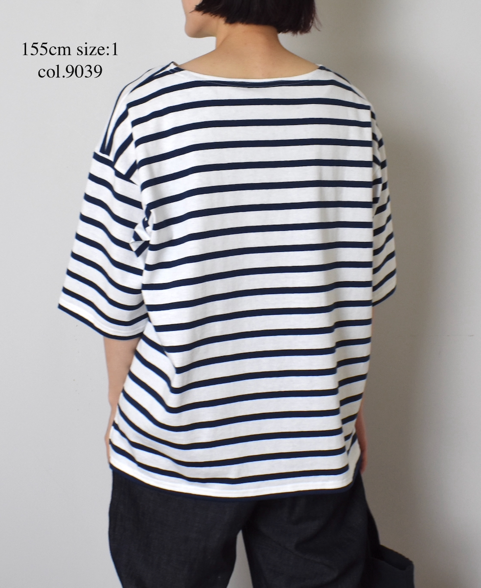 NLA2501(Tシャツ) REGULAR STRIPE DROP SHOULDER SHORT SLEEVE BASQUE SHIRT