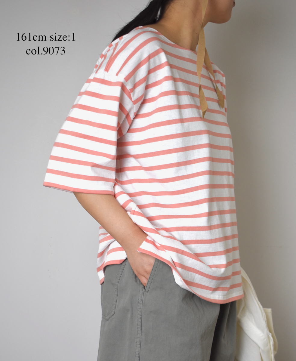 NLA2501(Tシャツ) REGULAR STRIPE DROP SHOULDER SHORT SLEEVE BASQUE SHIRT