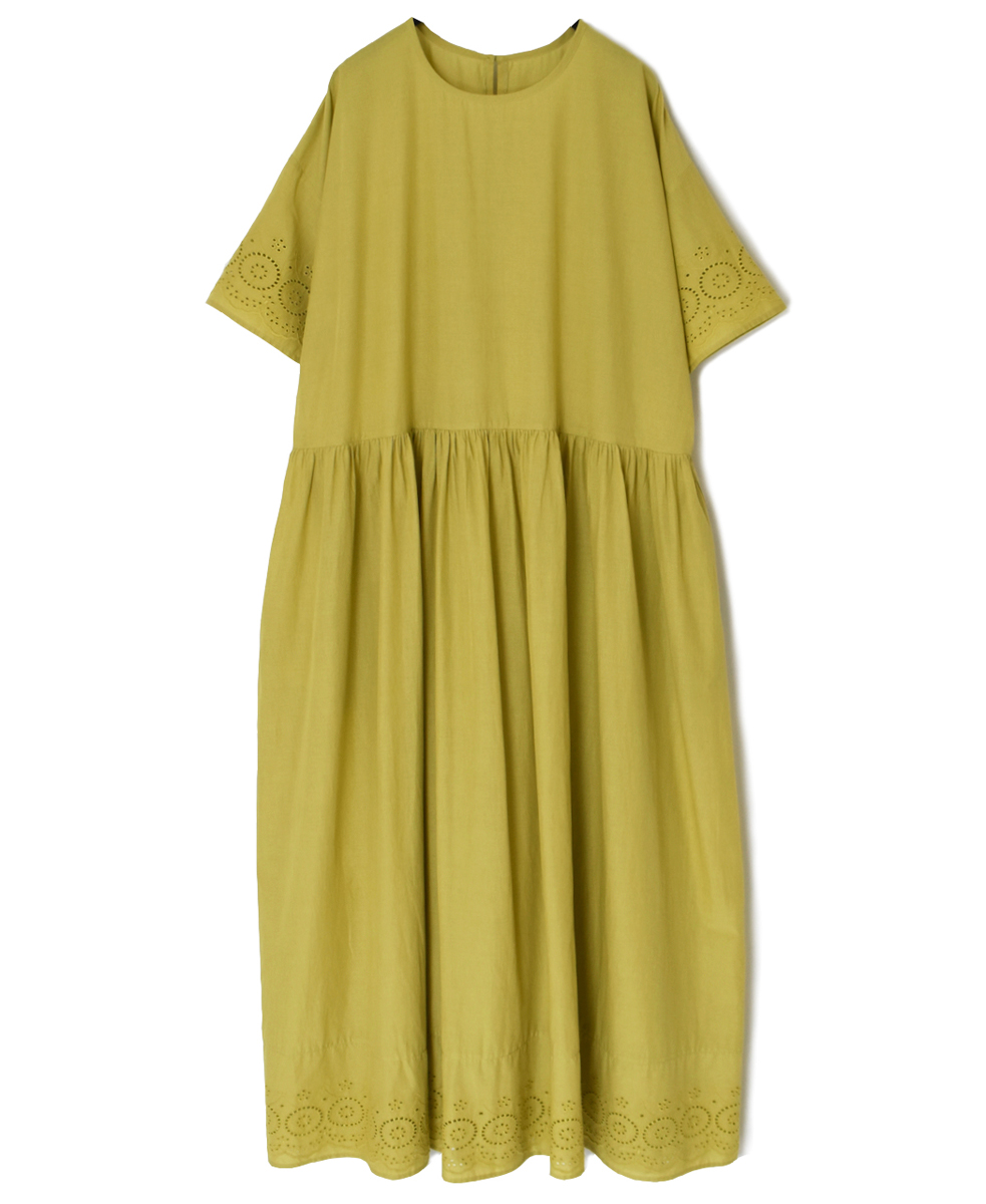 INSL25222 (スカート) 80s VOILE PLAIN WITH CUT WORK LACE CREW-NECK PULLOVER DRESS
