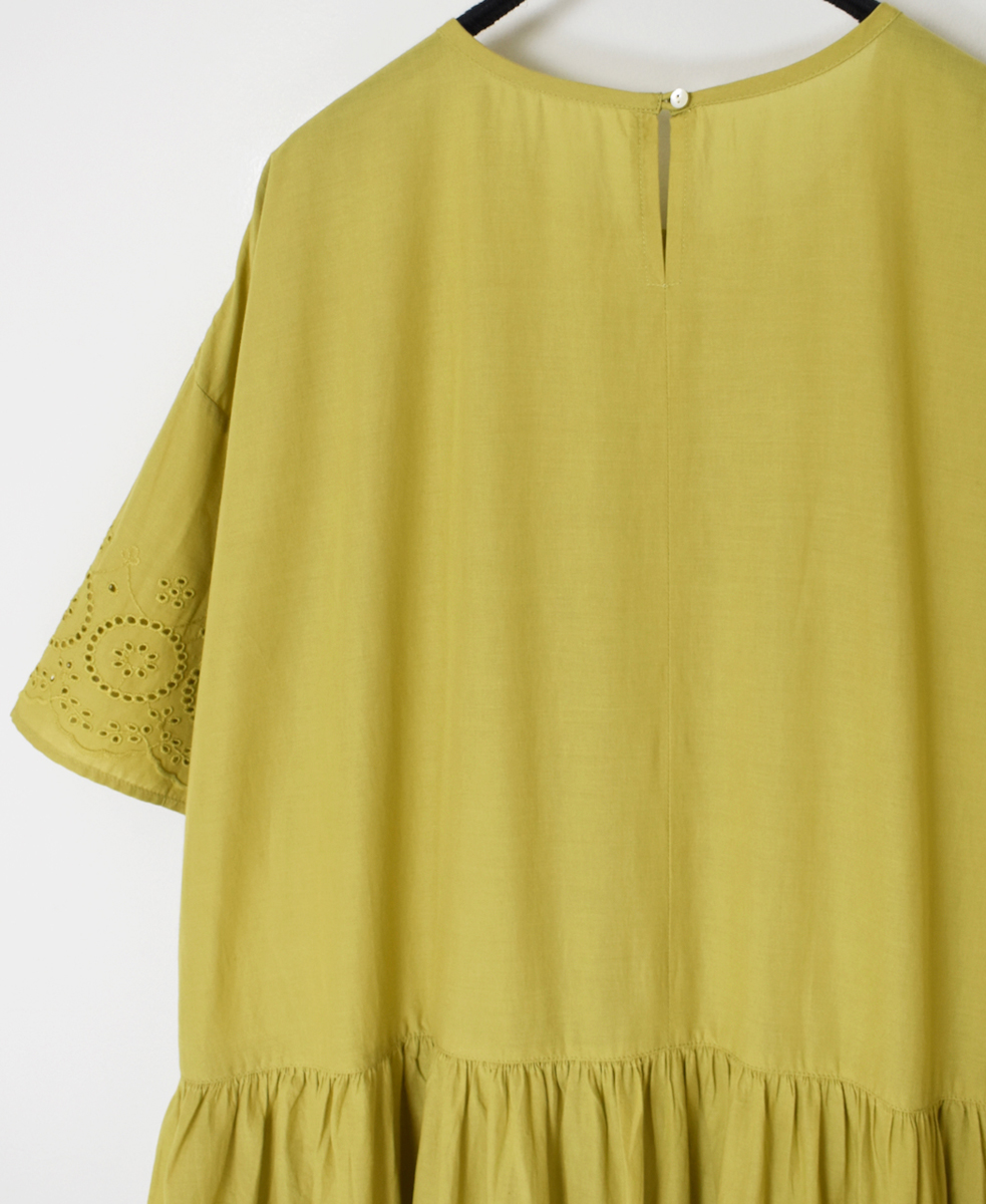 INSL25222 (スカート) 80s VOILE PLAIN WITH CUT WORK LACE CREW-NECK PULLOVER DRESS