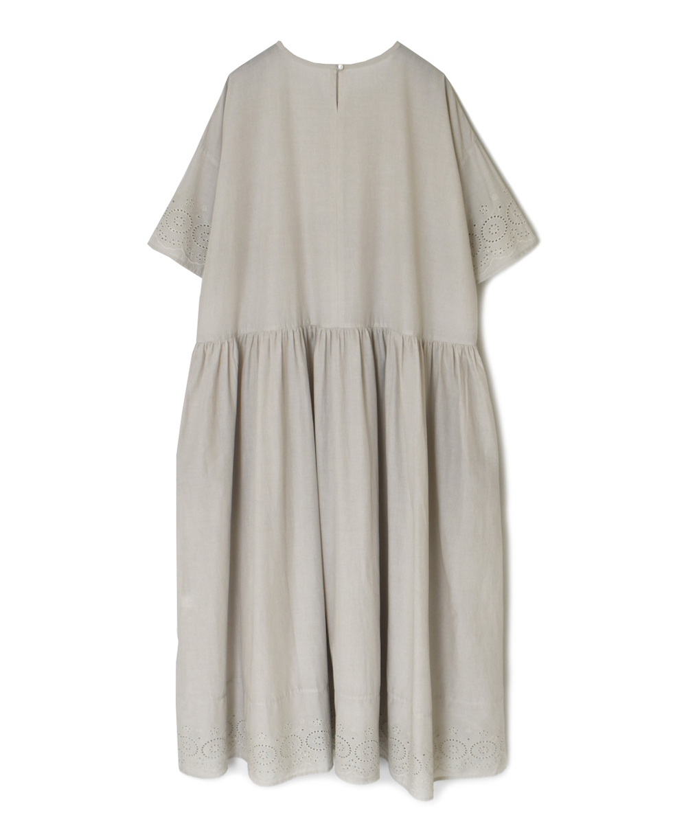 INSL25222 (スカート) 80s VOILE PLAIN WITH CUT WORK LACE CREW-NECK PULLOVER DRESS