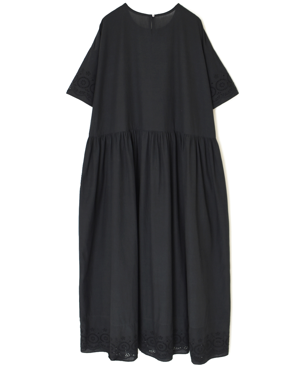 INSL25222 (スカート) 80s VOILE PLAIN WITH CUT WORK LACE CREW-NECK PULLOVER DRESS