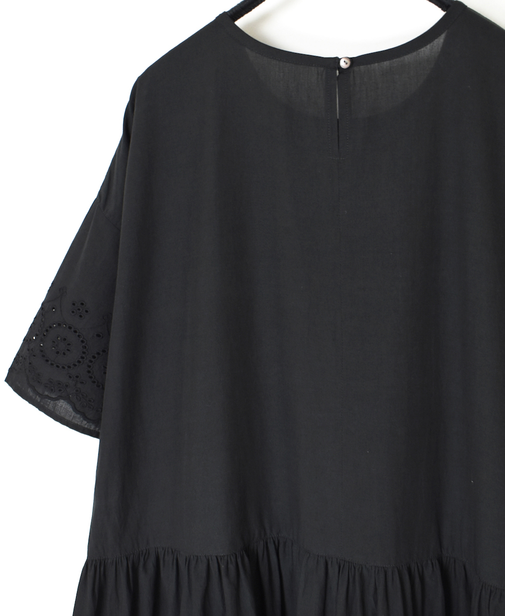 INSL25222 (スカート) 80s VOILE PLAIN WITH CUT WORK LACE CREW-NECK PULLOVER DRESS