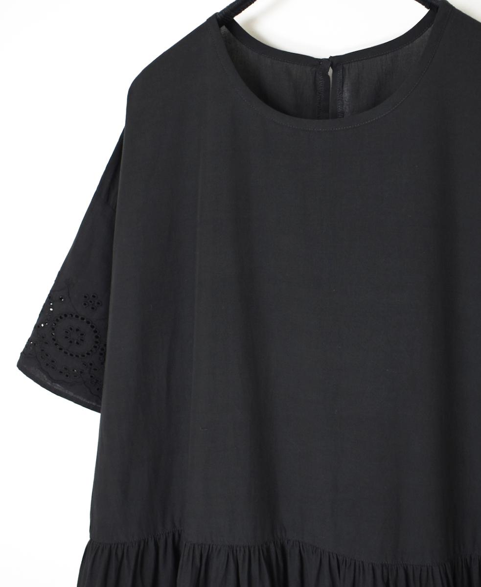 INSL25222 (スカート) 80s VOILE PLAIN WITH CUT WORK LACE CREW-NECK PULLOVER DRESS