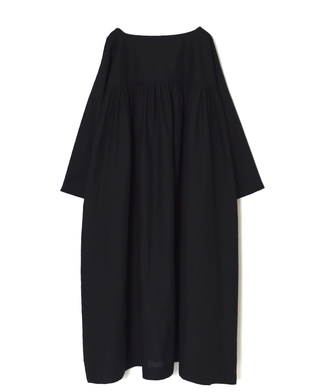 NSL25033(ワンピース) 60s CAMBRIC PLAIN CREW-NECK BACK SIDE GATHERED DRESS WITH LINING