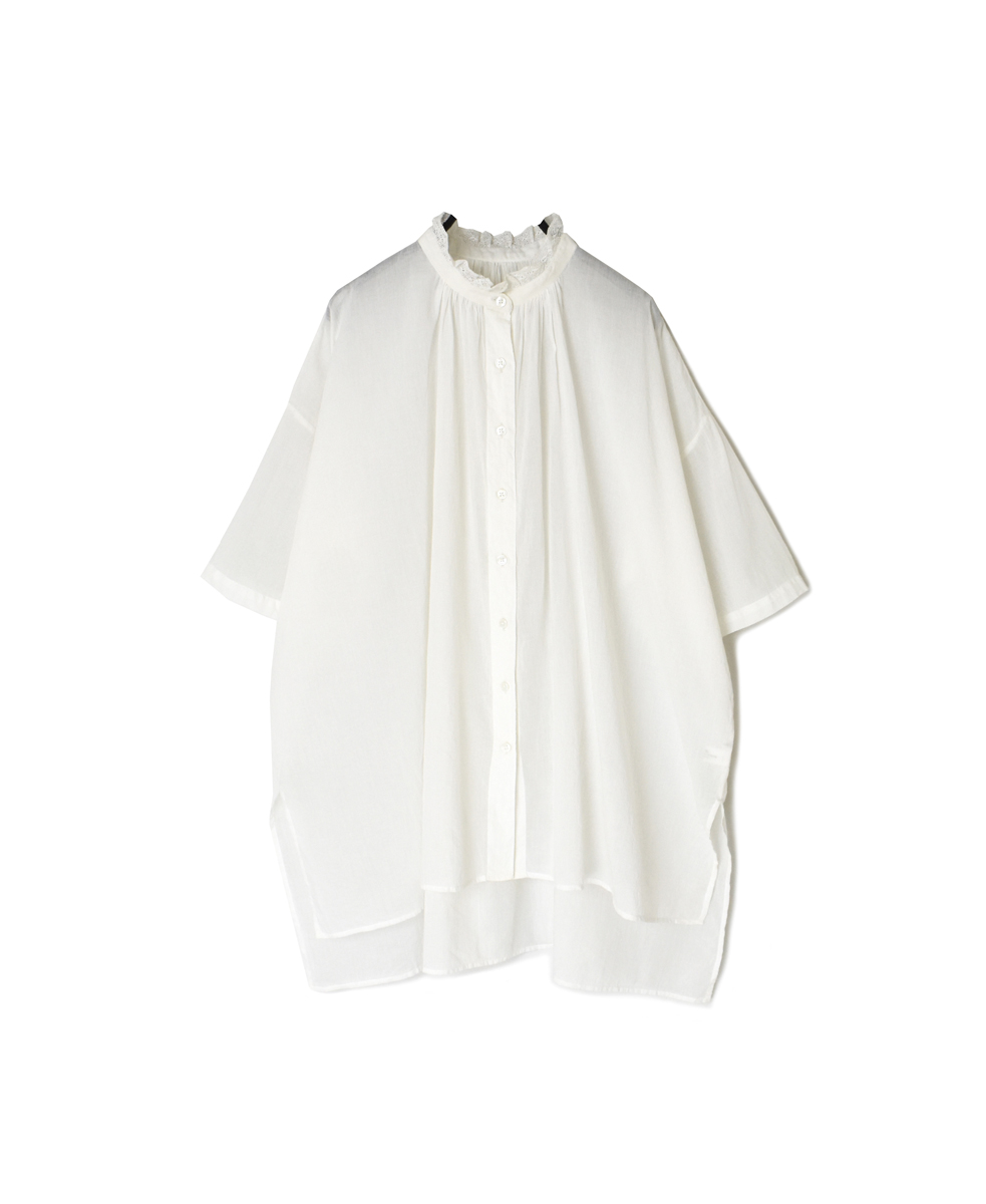 NSL25062(ブラウス) VOILE LACE COLLAR GATHERED TUNIC SHIRT