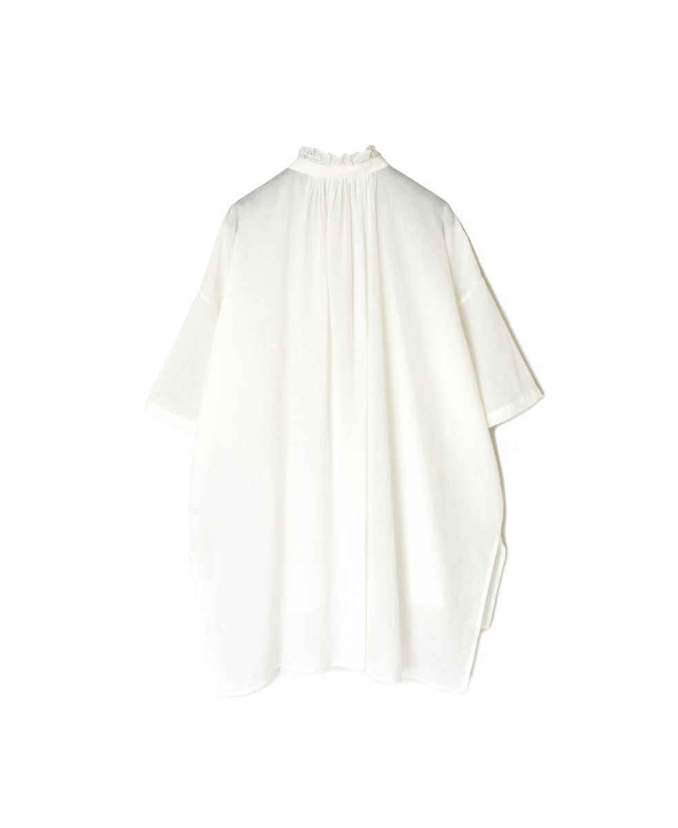 NSL25062(ブラウス) VOILE LACE COLLAR GATHERED TUNIC SHIRT