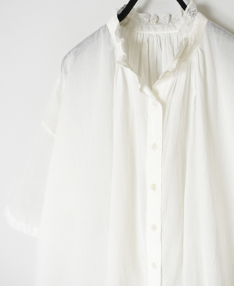 NSL25062(ブラウス) VOILE LACE COLLAR GATHERED TUNIC SHIRT