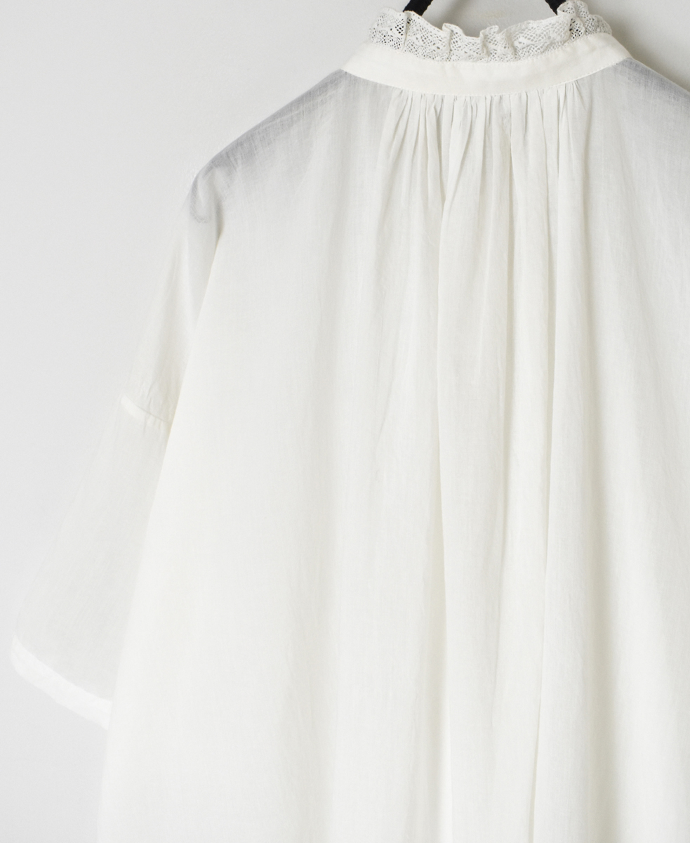NSL25062(ブラウス) VOILE LACE COLLAR GATHERED TUNIC SHIRT