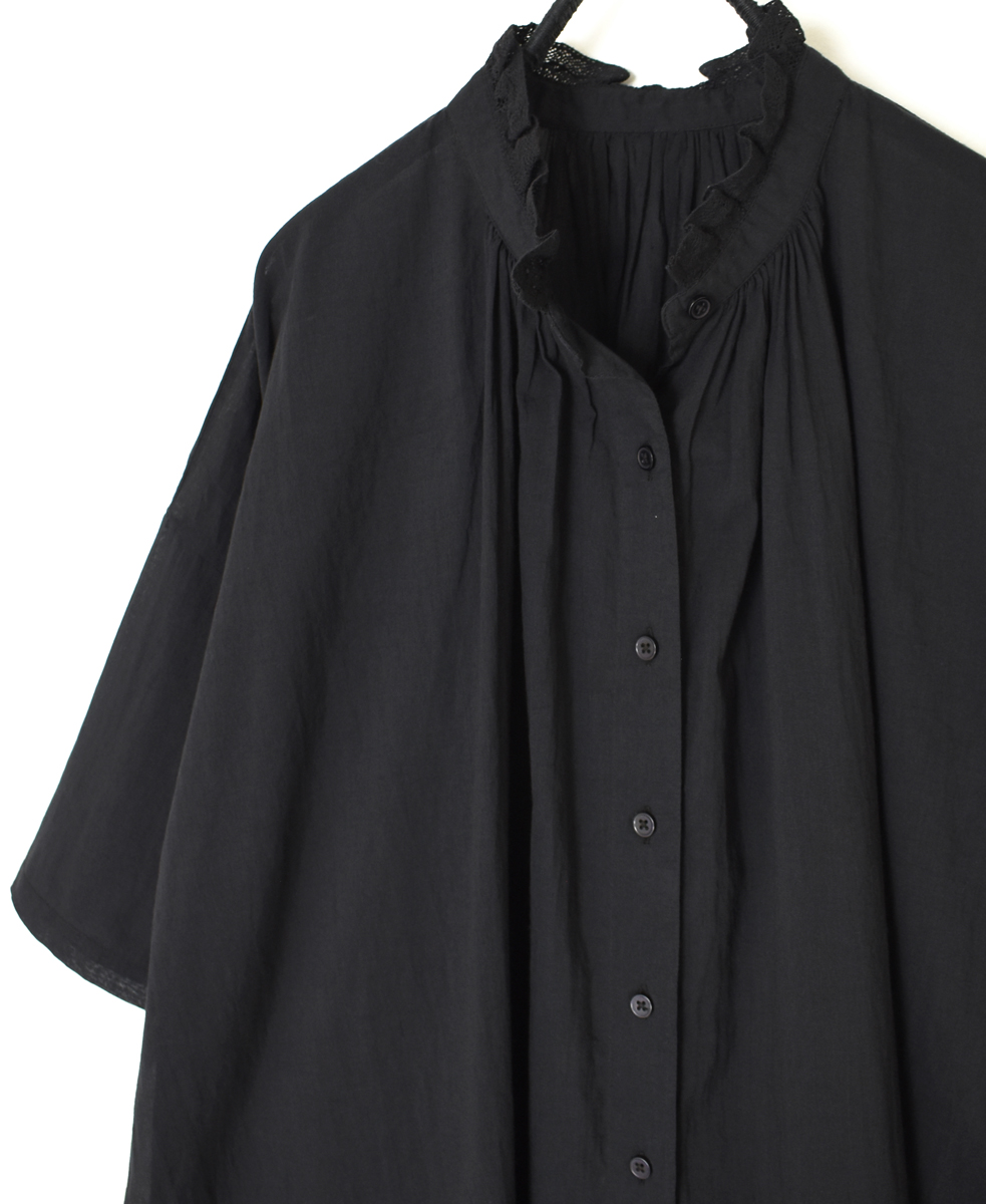 NSL25062(ブラウス) VOILE LACE COLLAR GATHERED TUNIC SHIRT