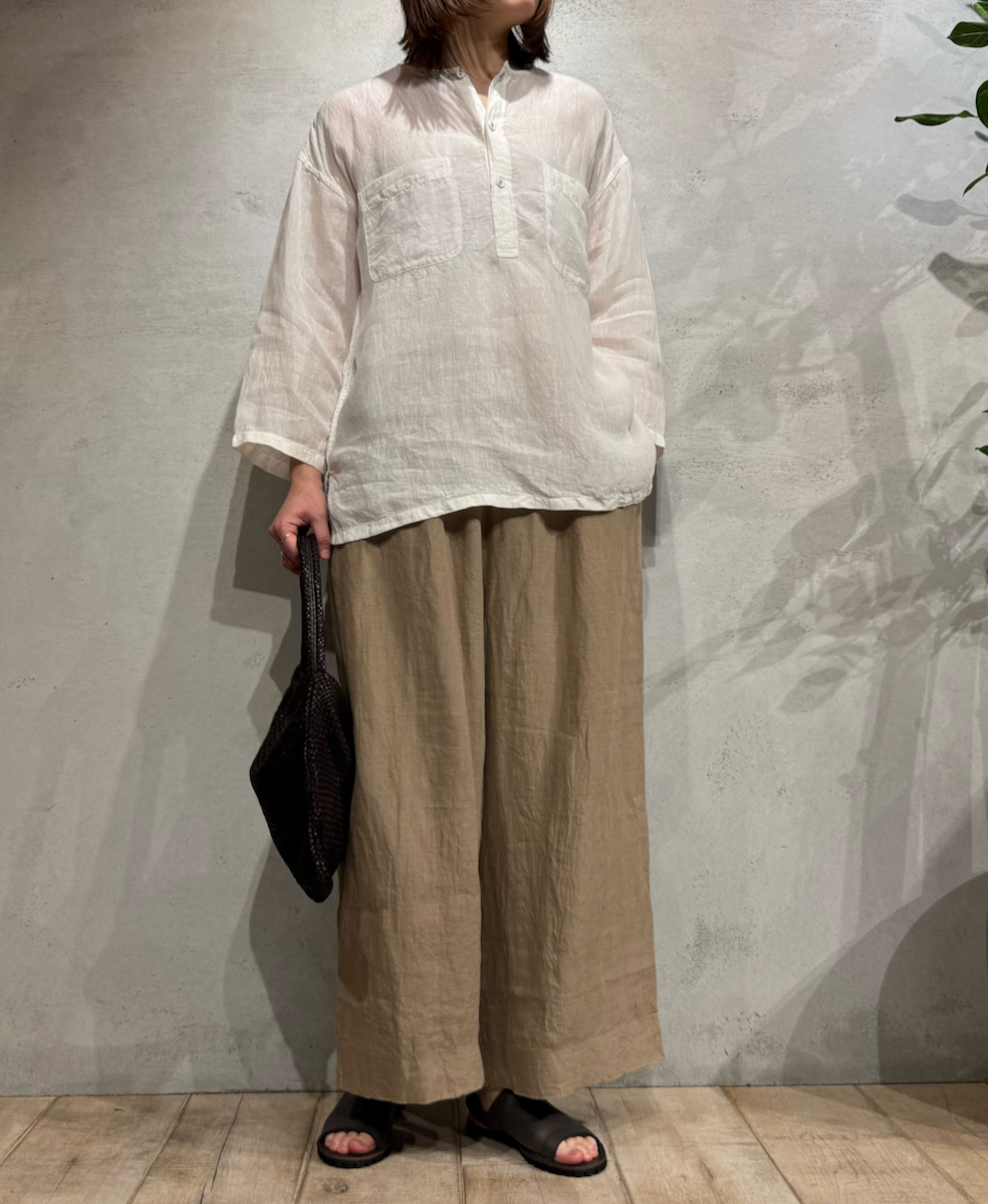 INMDS25004(パンツ)YARN DYE AUTO LOOM 60s LINEN PLAIN EASY PANTS