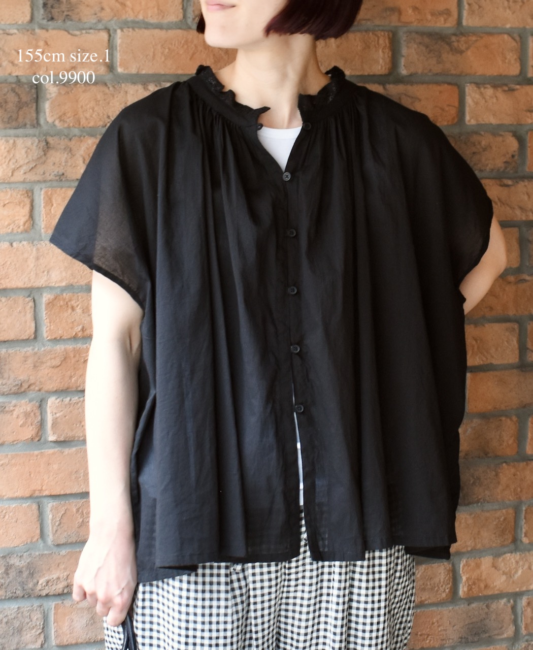 NSL25061(ブラウス) VOILE LACE NECK LACE GATHERED SMOCK