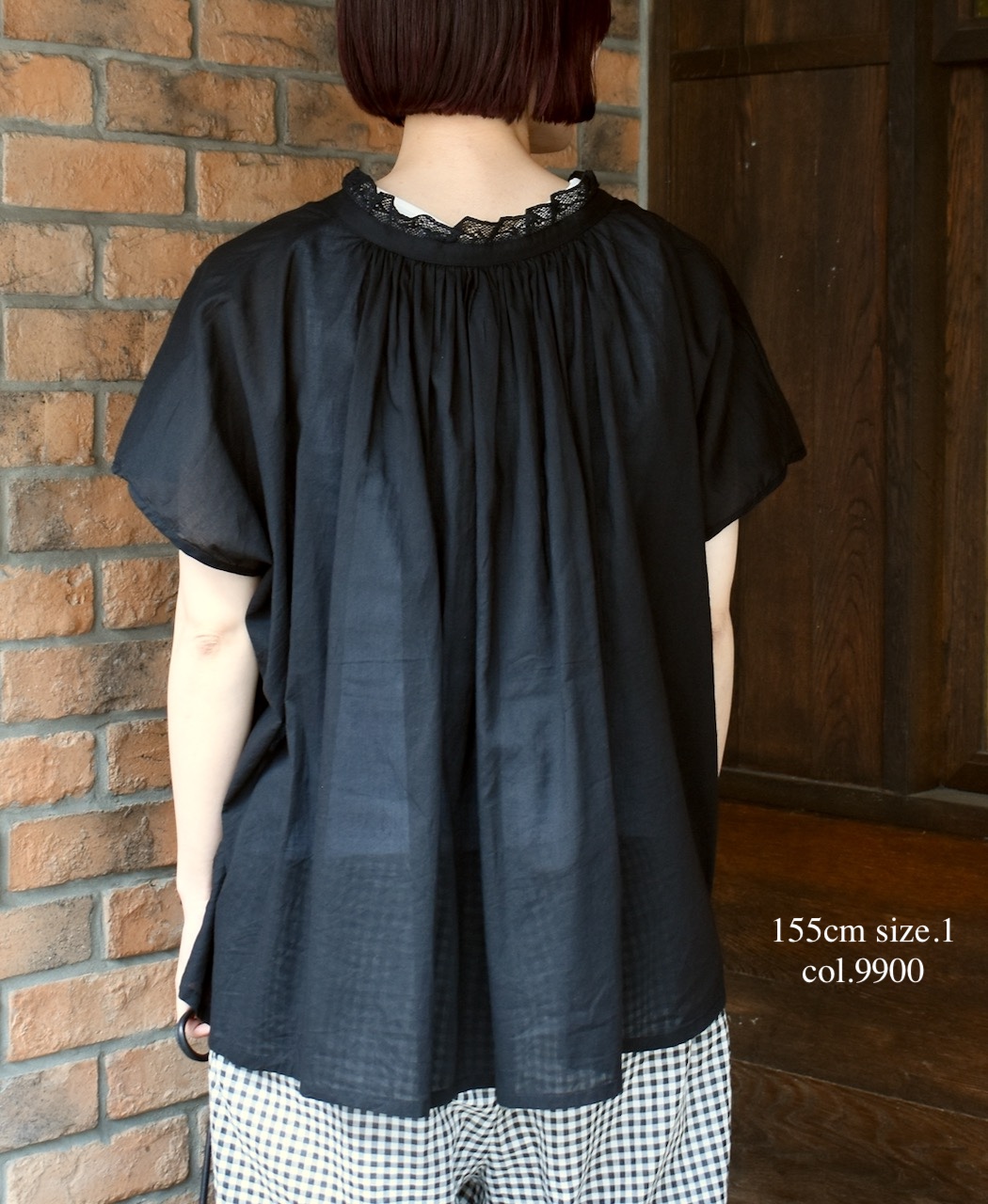 NSL25061(ブラウス) VOILE LACE NECK LACE GATHERED SMOCK