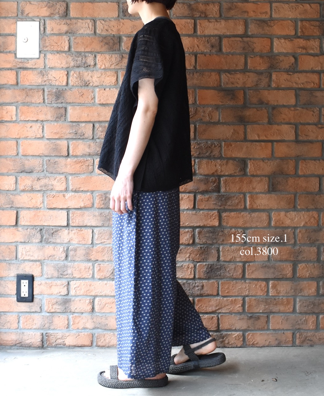 NSL25106(パンツ) 80s COTTON VOILE SMALL FLOWER PRINT WIDE EASY PANTS