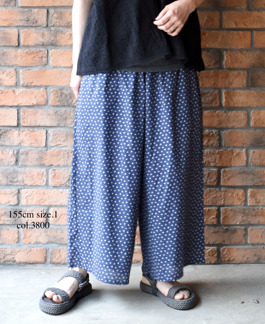 NSL25106(パンツ) 80s COTTON VOILE SMALL FLOWER PRINT WIDE EASY PANTS