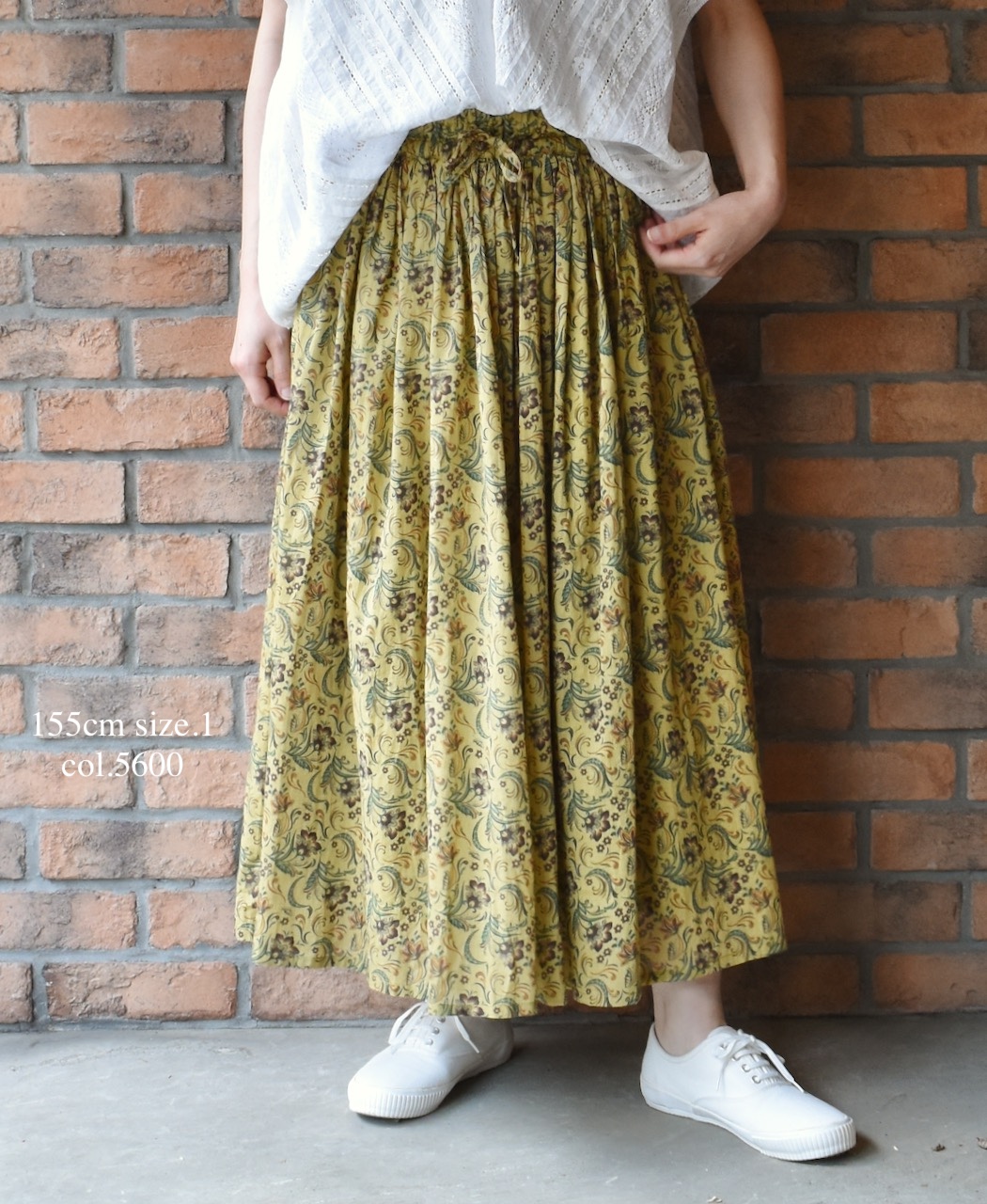 NSL25095(スカート) 80s VOILE PAISLEY FLOWER PRINT GATHERD SKIRT