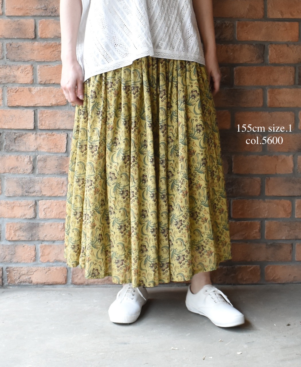 NSL25095(スカート) 80s VOILE PAISLEY FLOWER PRINT GATHERD SKIRT