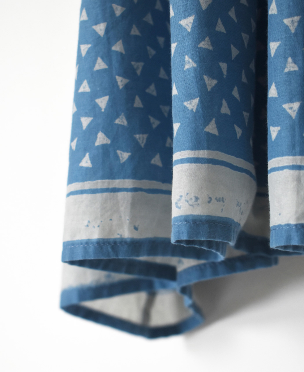 INMDS25102(プルオーバー) 80s VOILE TRIANGLE BLOCK PRINT INVERTED PLEATS BOAT NECK PULLOVER