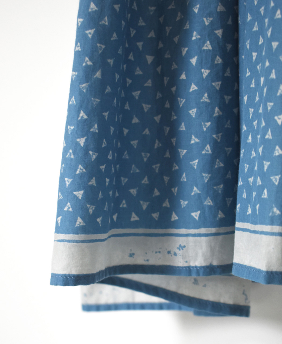 INMDS25104(ワンピース) 80s VOILE TRIANGLE BLOCK PRINT BANDED COLLAR FRENCH/SL DRESS WITH PINTUCK