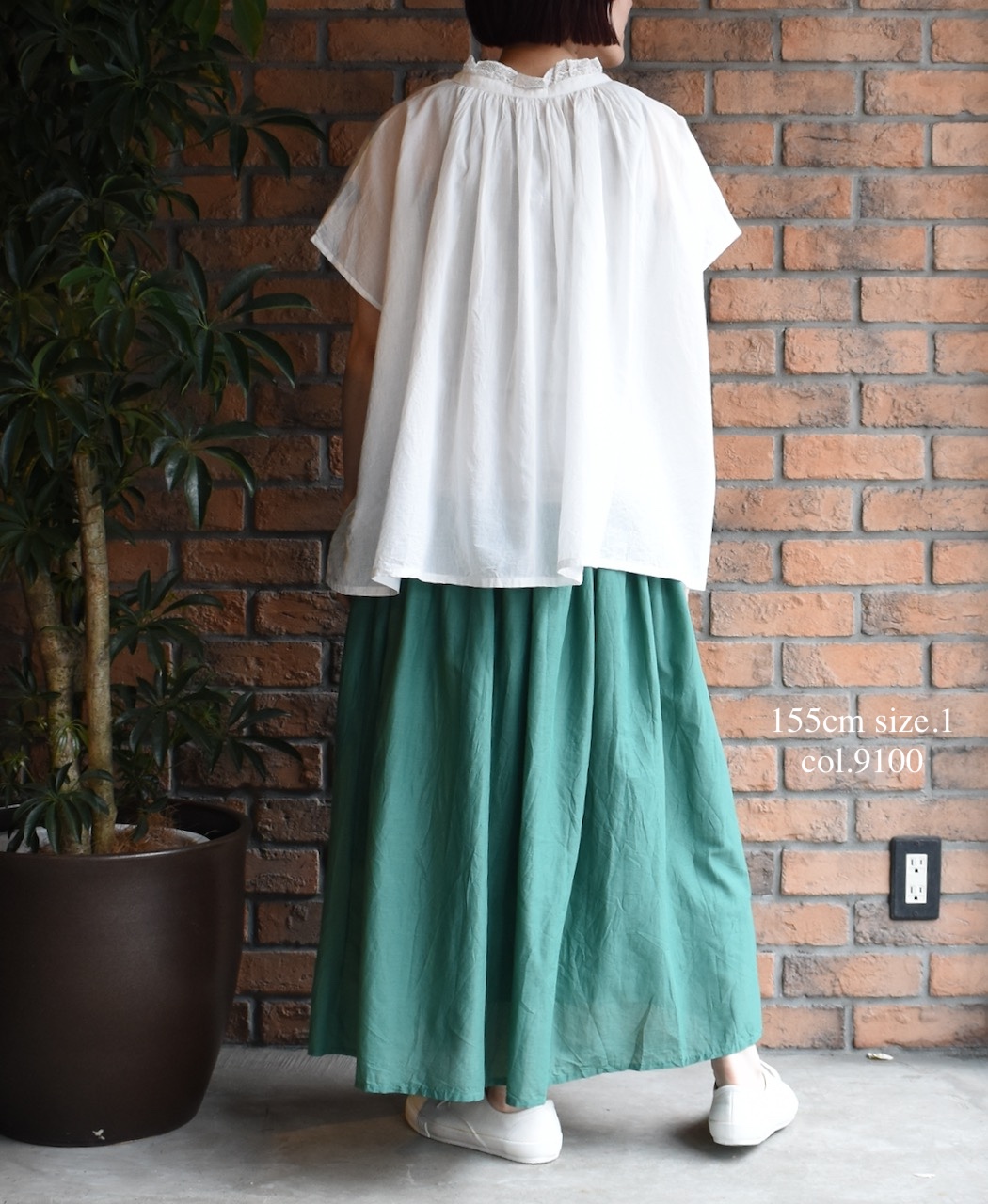 NSL25061(ブラウス) VOILE LACE NECK LACE GATHERED SMOCK