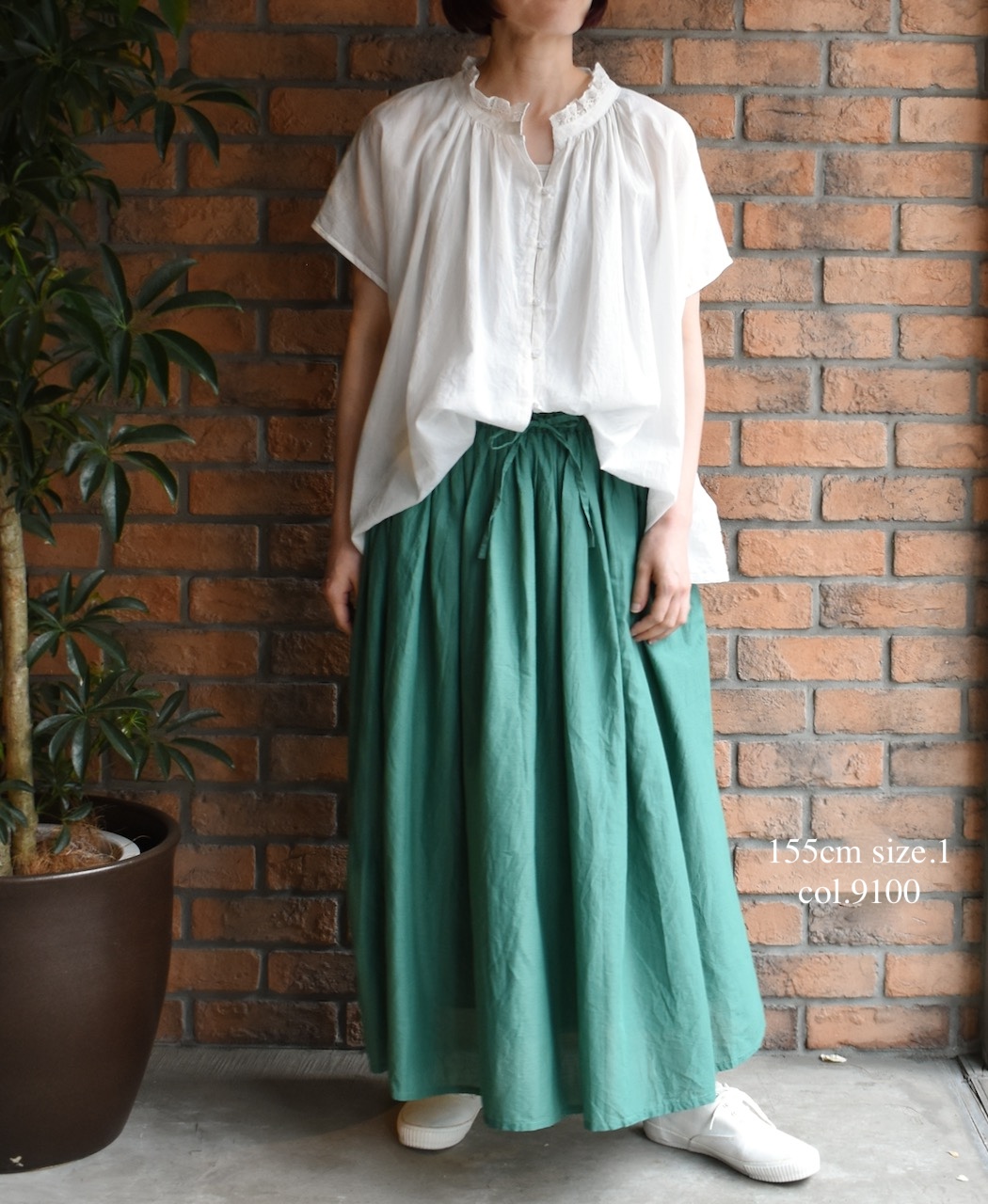 NSL25061(ブラウス) VOILE LACE NECK LACE GATHERED SMOCK
