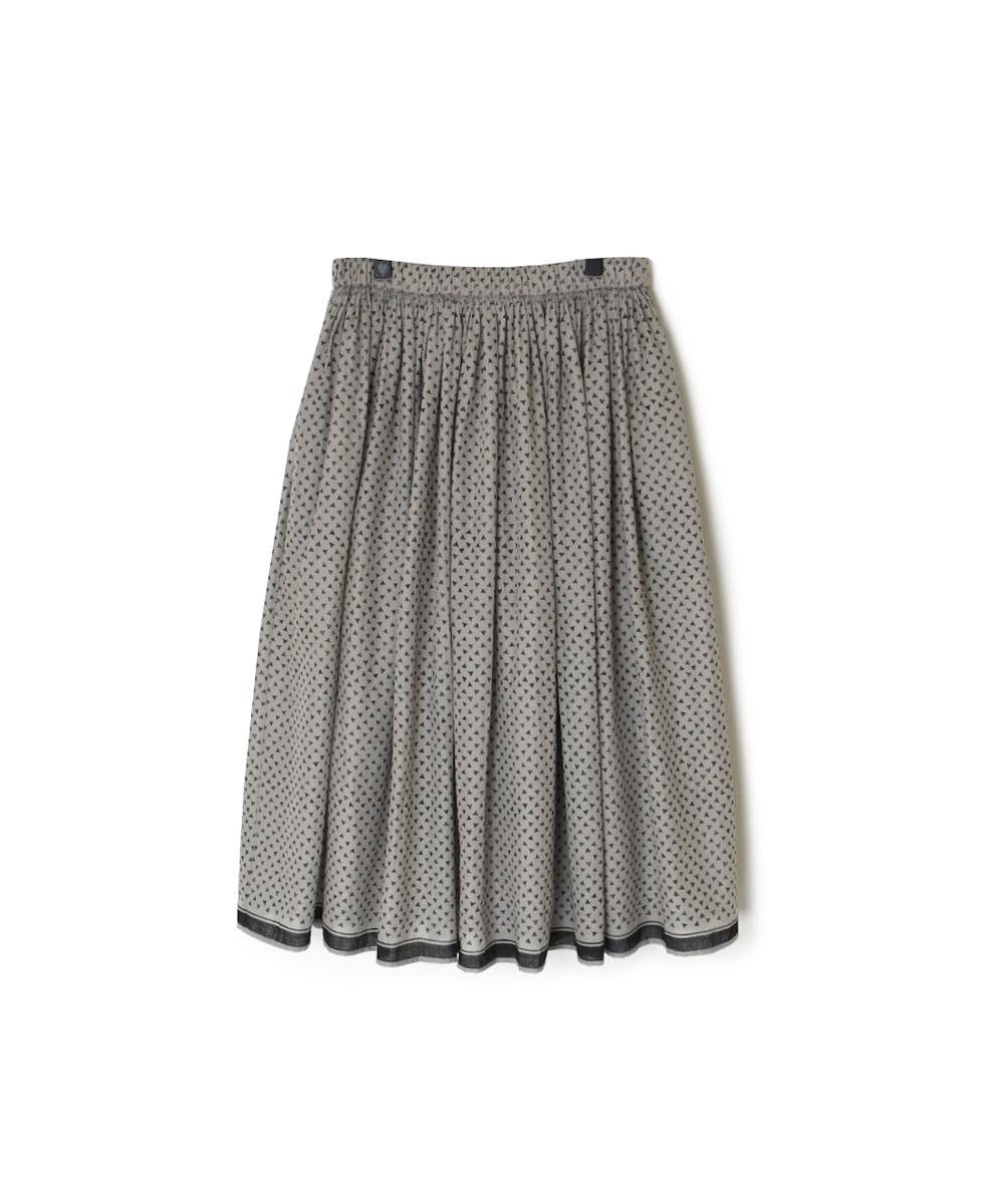 INMDS25105(スカート) 80s VOILE TRIANGLE BLOCK PRINT GATHERED SKIRT
