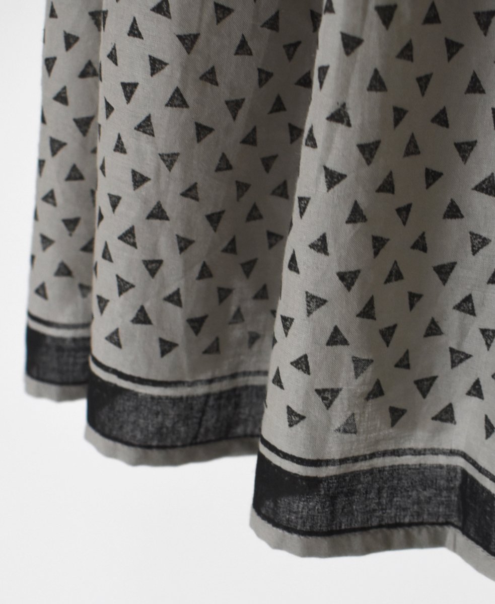 INMDS25105(スカート) 80s VOILE TRIANGLE BLOCK PRINT GATHERED SKIRT
