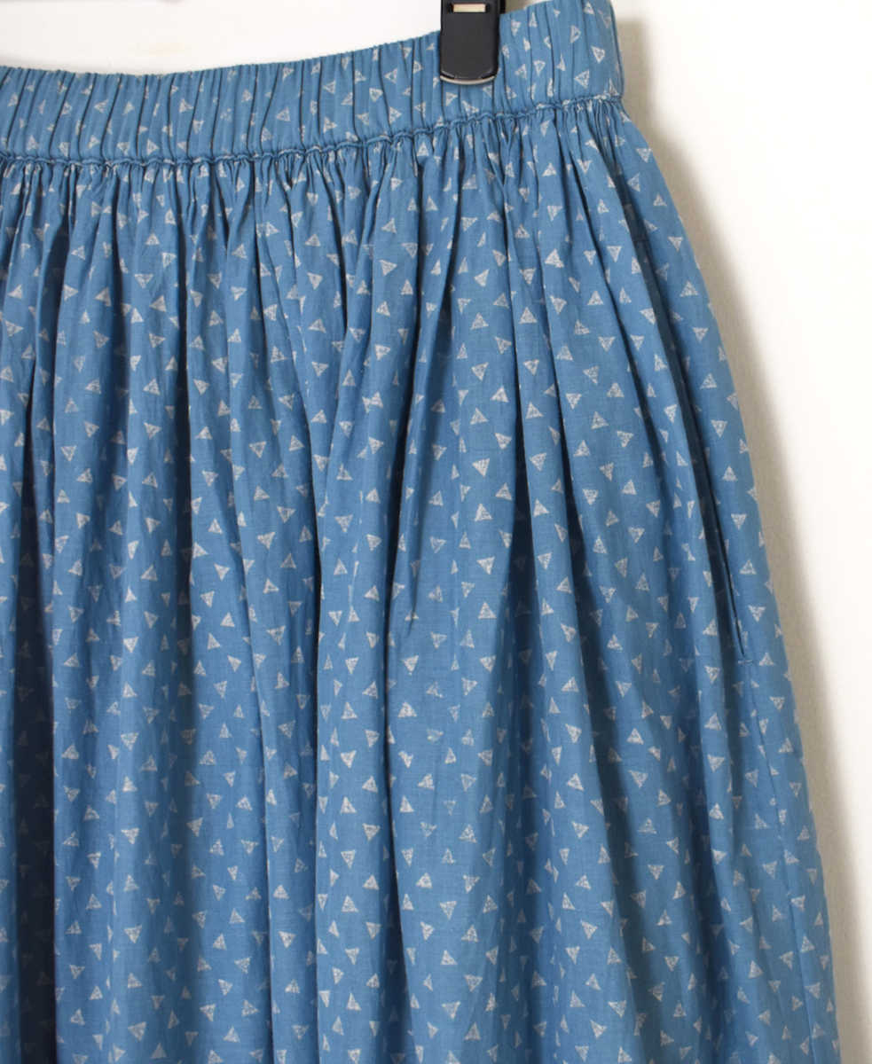 INMDS25105(スカート) 80s VOILE TRIANGLE BLOCK PRINT GATHERED SKIRT