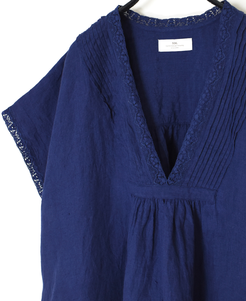 INSL25201(プルオーバー) 60s LINEN PLAIN FRENCH/SL V-NECK PULLOVER WITH PINTUCK