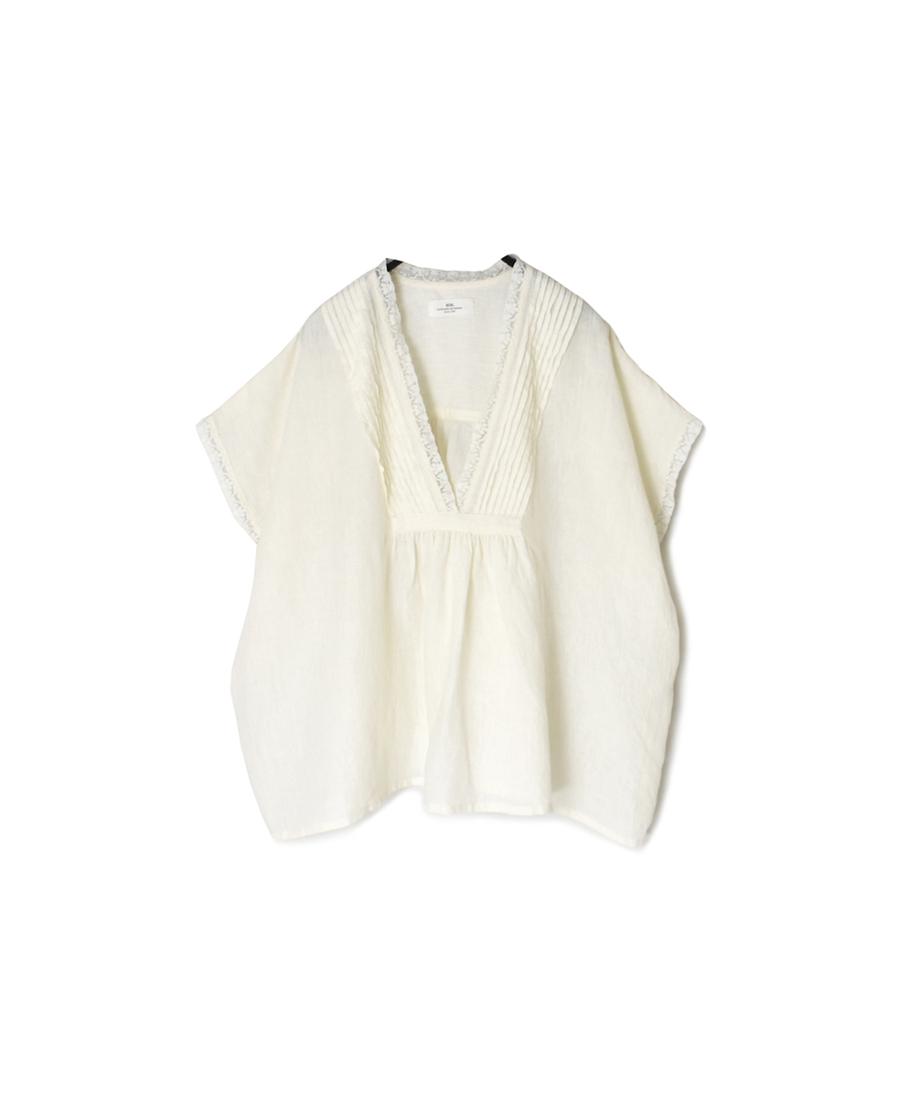 INSL25201(プルオーバー) 60s LINEN PLAIN FRENCH/SL V-NECK PULLOVER WITH PINTUCK