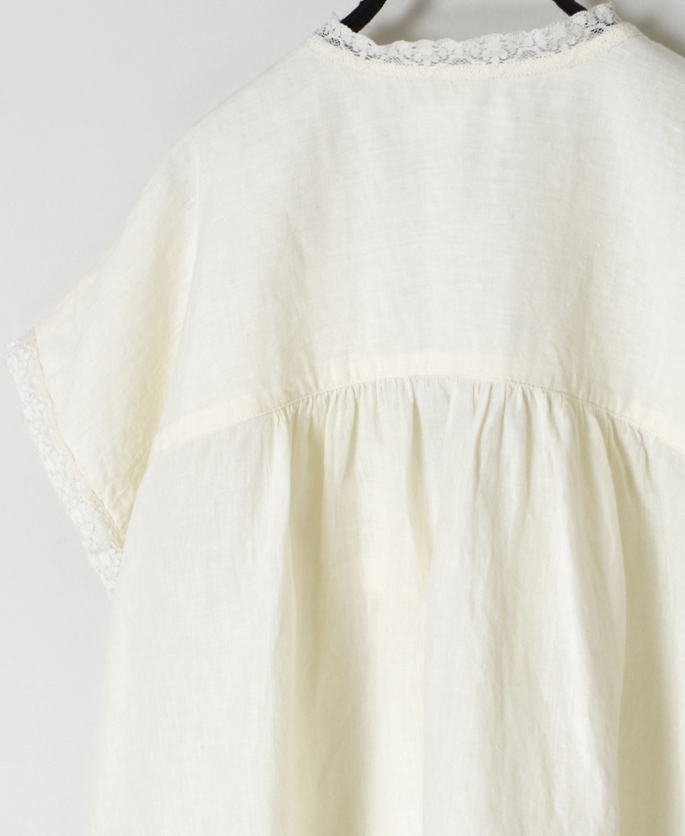 INSL25201(プルオーバー) 60s LINEN PLAIN FRENCH/SL V-NECK PULLOVER WITH PINTUCK