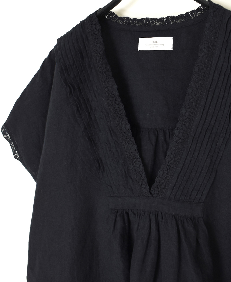 INSL25201(プルオーバー) 60s LINEN PLAIN FRENCH/SL V-NECK PULLOVER WITH PINTUCK
