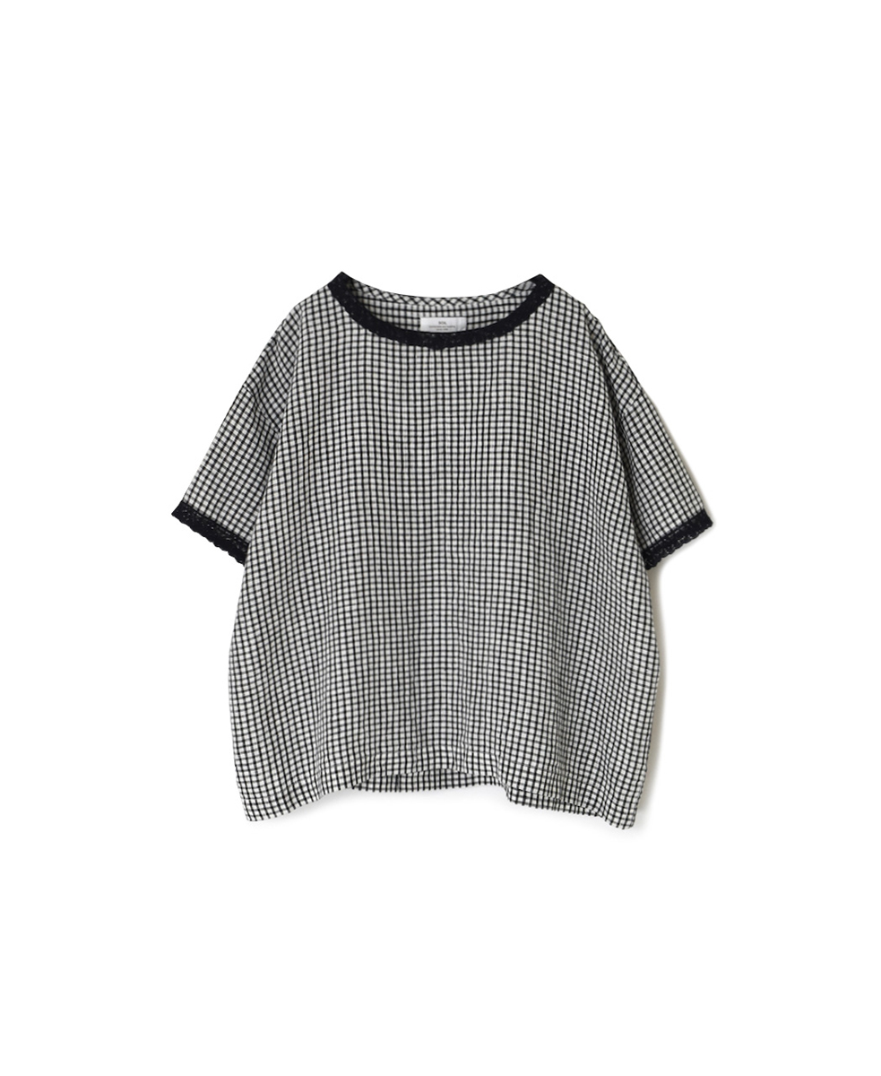 INSL25212(プルオーバー) 60s LINEN CHECK BOAT NECK PULLOVER WITH BACK SIDE PLEATS&LACE