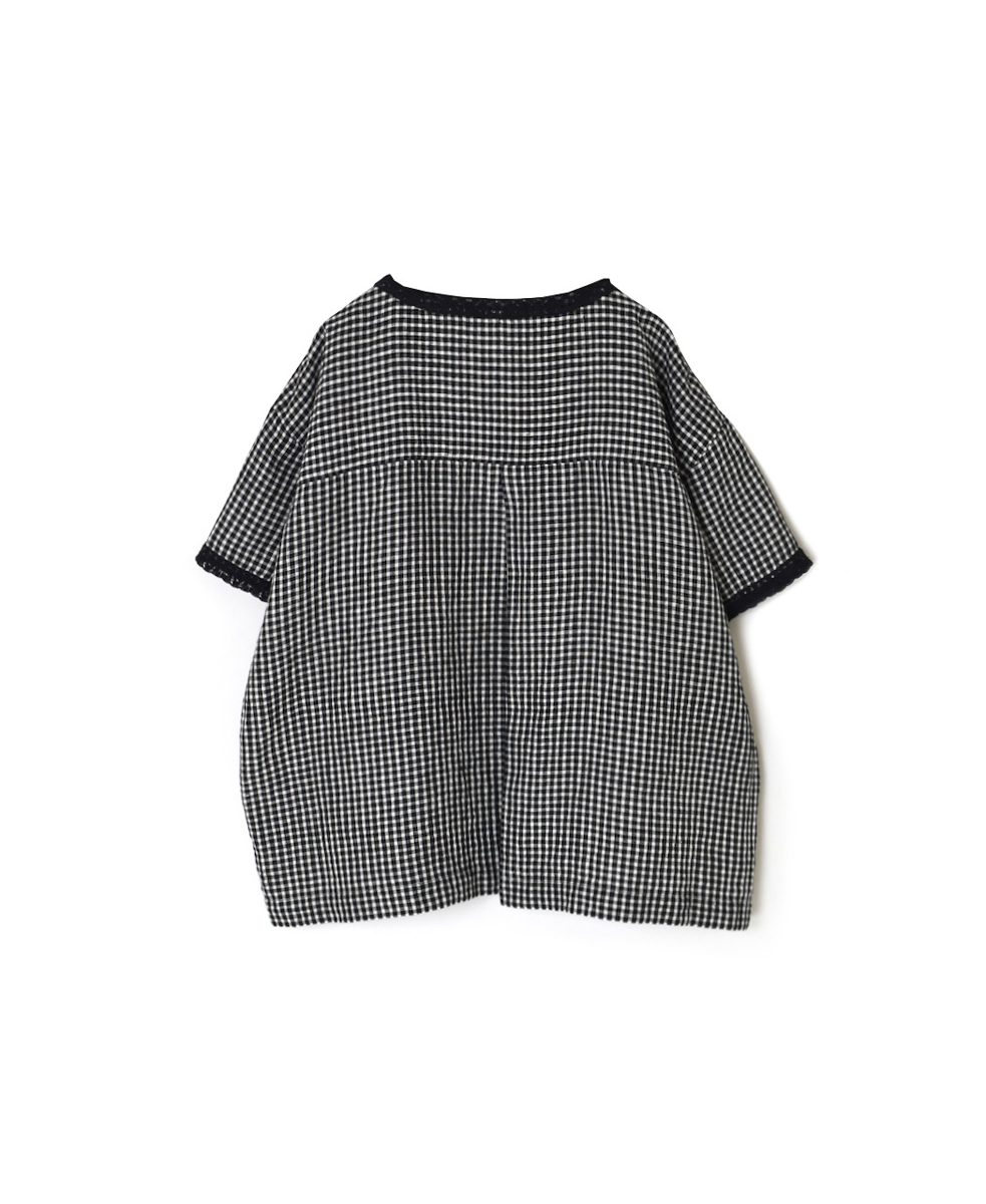 INSL25212(プルオーバー) 60s LINEN CHECK BOAT NECK PULLOVER WITH BACK SIDE PLEATS&LACE