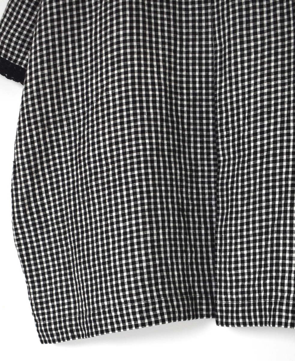 INSL25212(プルオーバー) 60s LINEN CHECK BOAT NECK PULLOVER WITH BACK SIDE PLEATS&LACE