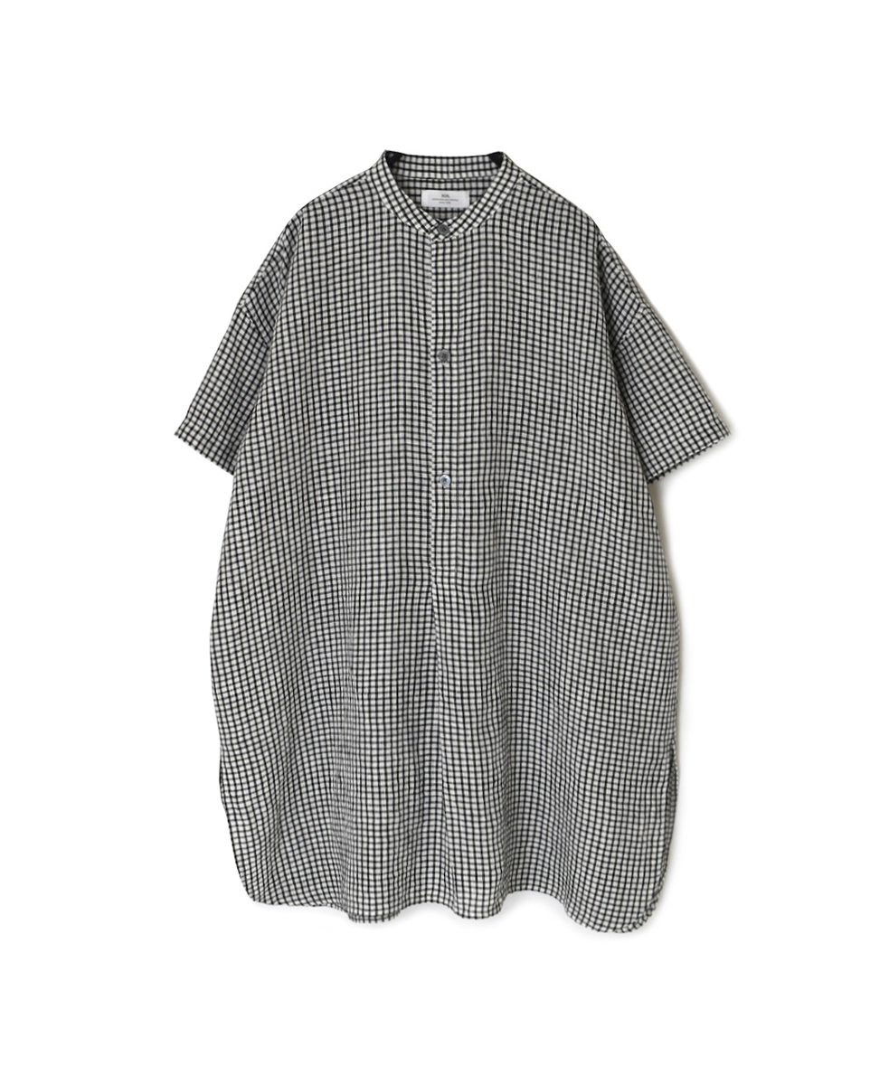 INSL25213(チュニック) 60s LINEN CHECK BANDED COLLAR 3/4SL TUNIC
