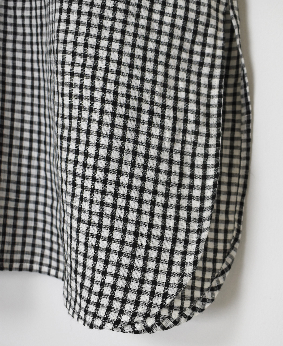 INSL25213(チュニック) 60s LINEN CHECK BANDED COLLAR 3/4SL TUNIC