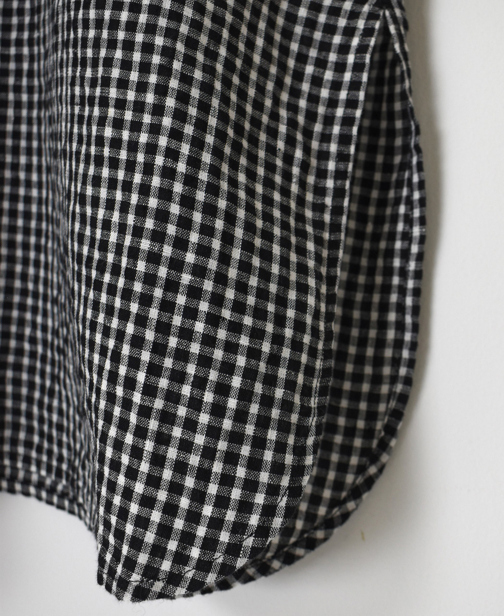 INSL25213(チュニック) 60s LINEN CHECK BANDED COLLAR 3/4SL TUNIC