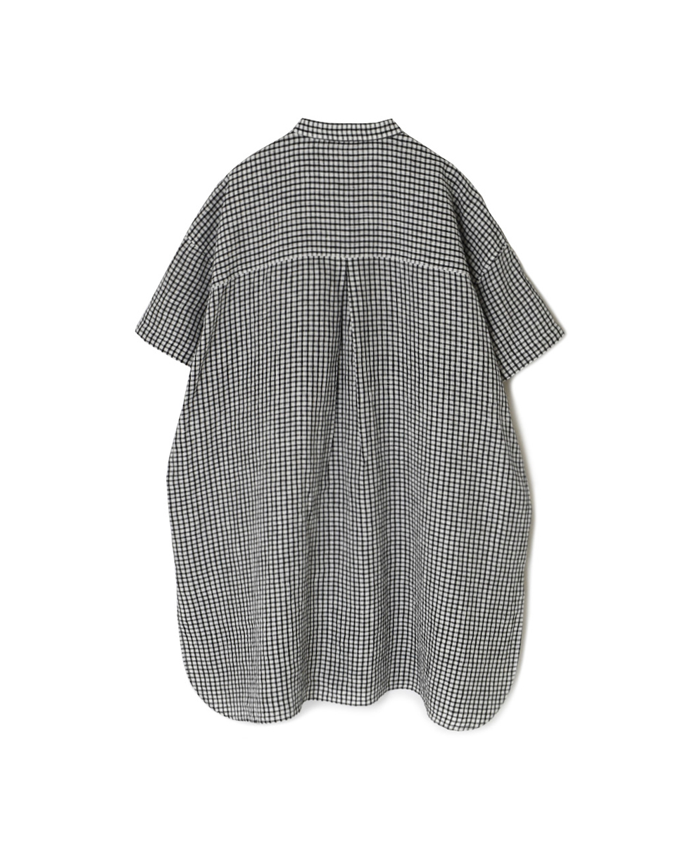 INSL25213(チュニック) 60s LINEN CHECK BANDED COLLAR 3/4SL TUNIC