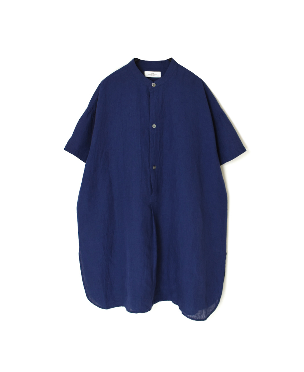 INSL25202(チュニック) 60s LINEN PLAIN BANDED COLLAR 3/4SL TUNIC