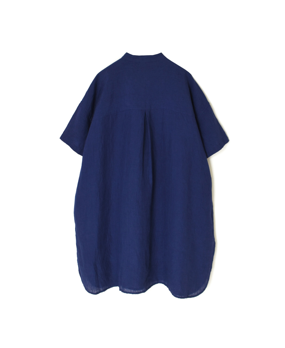 INSL25202(チュニック) 60s LINEN PLAIN BANDED COLLAR 3/4SL TUNIC