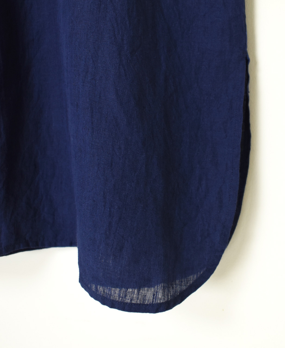 INSL25202(チュニック) 60s LINEN PLAIN BANDED COLLAR 3/4SL TUNIC