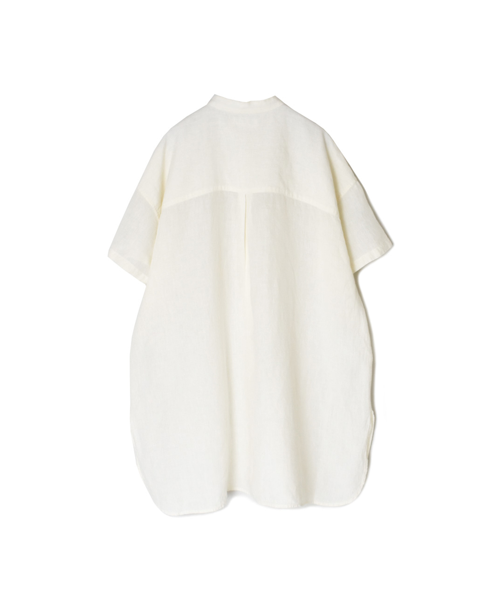 INSL25202(チュニック) 60s LINEN PLAIN BANDED COLLAR 3/4SL TUNIC