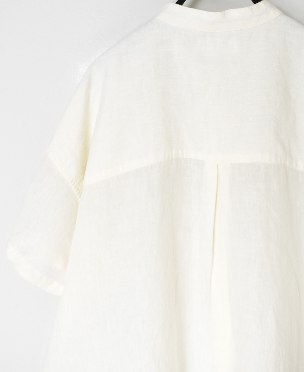 INSL25202(チュニック) 60s LINEN PLAIN BANDED COLLAR 3/4SL TUNIC