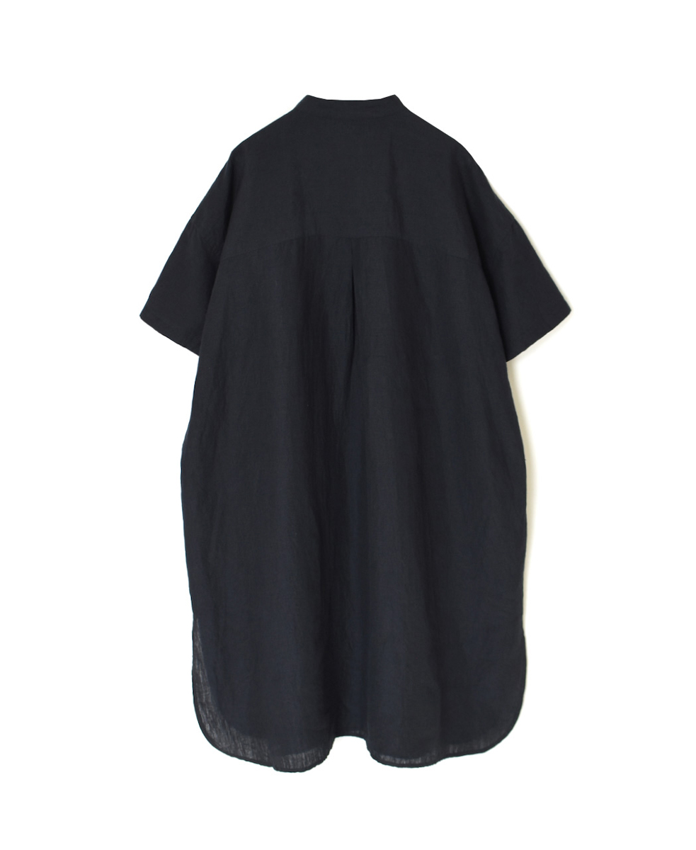 INSL25202(チュニック) 60s LINEN PLAIN BANDED COLLAR 3/4SL TUNIC