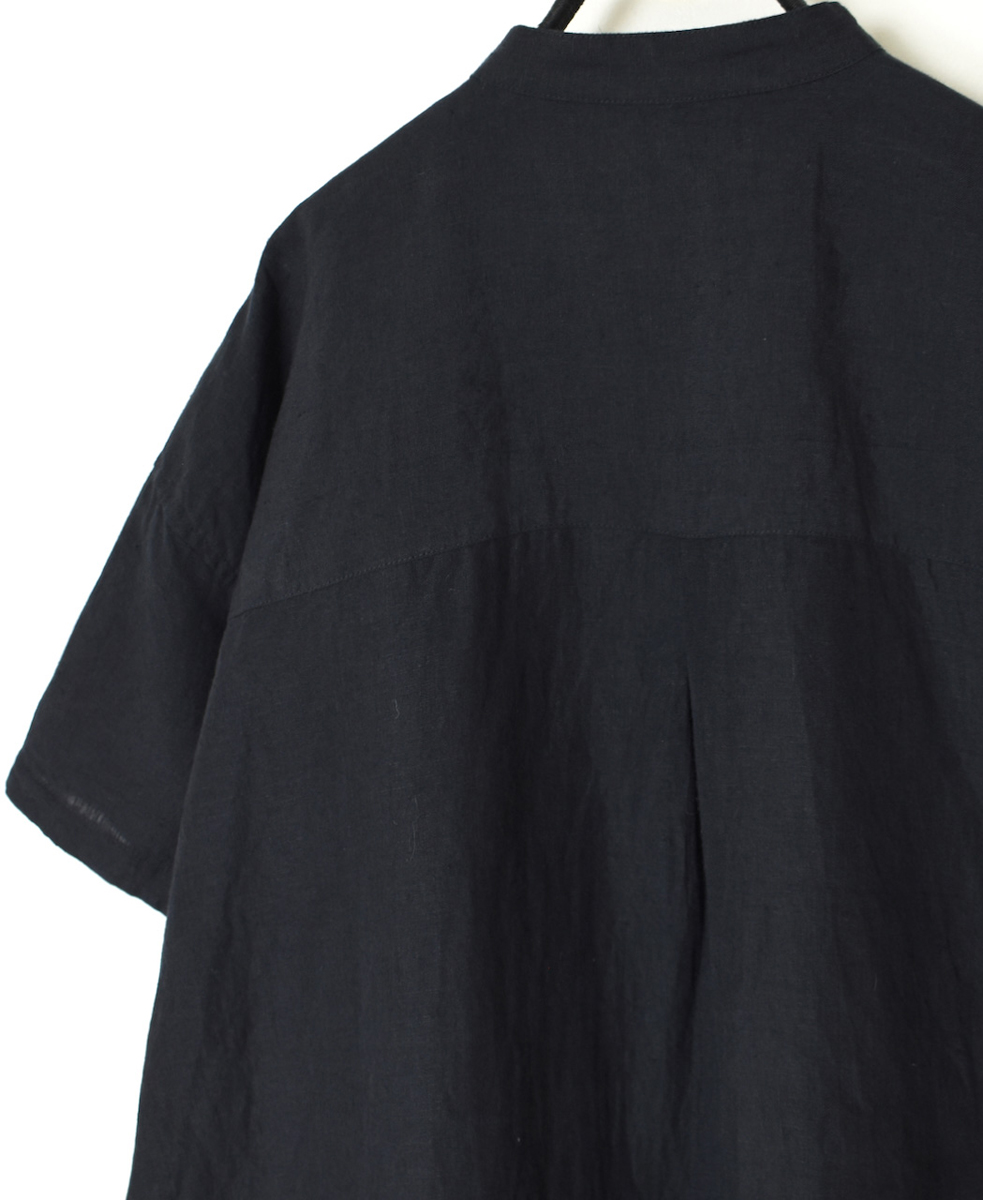INSL25202(チュニック) 60s LINEN PLAIN BANDED COLLAR 3/4SL TUNIC
